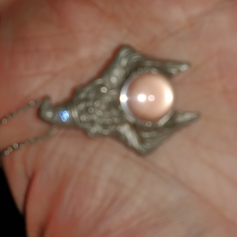 Vintage 925 Silver Chain Necklace Wizard has blue stone & crystal ball 1980 - Picture 5 of 5
